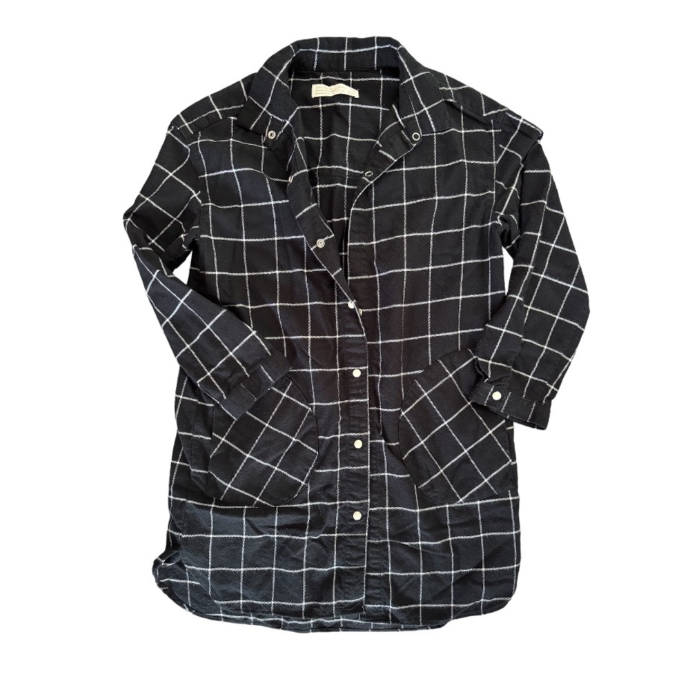 Zara girls Black and White grid button down